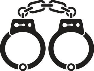 Handcuffs Icon Vector Graphic Silhouette Symbol of Law Enforcement Crime Arrest Justice Imprisonment Police Security Legal System Detention Black and White Illustration