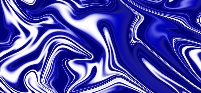 Abstract swirling patterns of deep blue and white liquid marble effect
