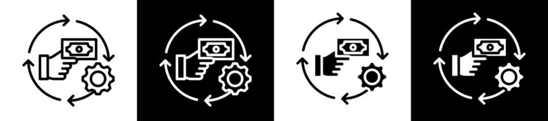 Payment System Icon Set In Black And White Filled Style Collection  