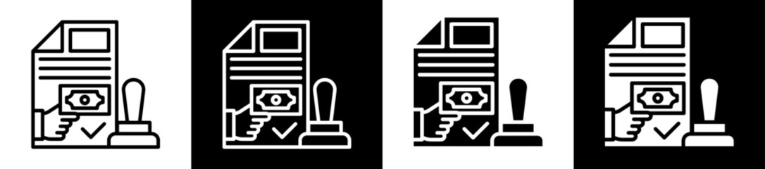 Payment Approval Icon Set In Black And White Filled Style Collection  