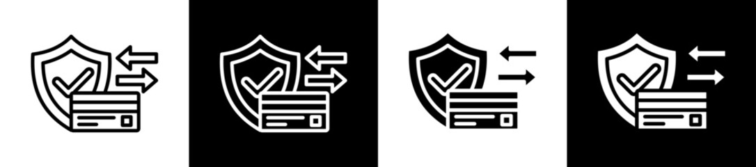Secure Transaction Icon Set In Black And White Filled Style Collection  