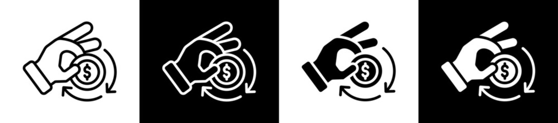 Payment Process Icon Set In Black And White Filled Style Collection  