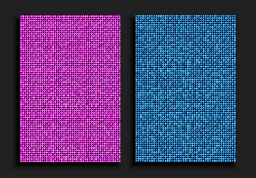 Poster pink and blue sequins, glitters, sparkle