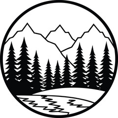 Obraz premium vector illustration of a mountain landscape