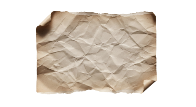 Old paper texture background vintage crumpled parchment antique aged surface retro manuscript document design on transparent background