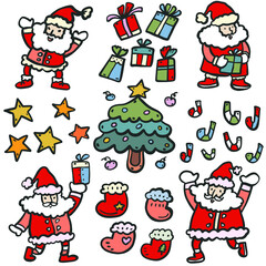 Christmas doodle color set collection illustration