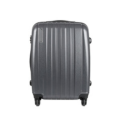 Fototapeta premium Isolated Grey Hard-Shell Carry-On Luggage with Vertical Ribs