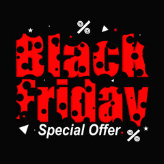 Black Friday Special Offer Typography with Red Polka Dots Illustration Poster Template Background Design