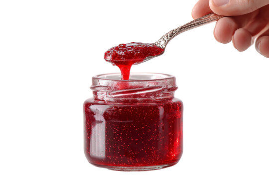 Senior enjoying homemade jam making isolated on transparent background - Powered by Adobe