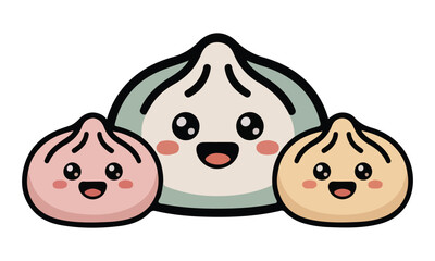 Cute Dumpling Mascot Logo &ndash; Kawaii Dim Sum Character Illustration