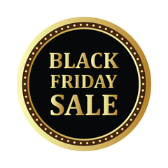 luxury black friday sale badge sticker label with gold metallic border and typography for seasonal shopping promotion advertising.