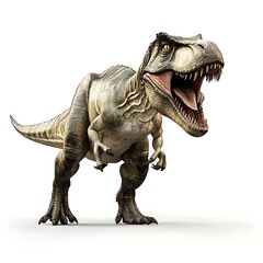 Fototapeta premium Roaring Tyrannosaurus Rex on isolated background for educational use or thrilling adventure movie concepts, digital art