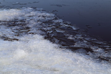 Breaking Ice Shards on Winter Lake