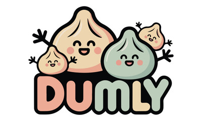 Cute Dumpling Mascot Logo – Kawaii Dim Sum Character Illustration