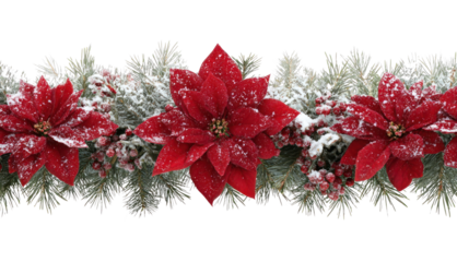 PNG Festive poinsettia garland decoration.