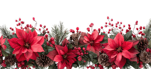 PNG Festive poinsettia garland decoration