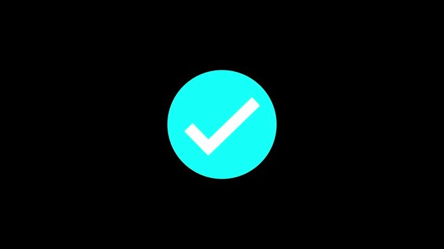 Animated reveal of a white checkmark icon in a green circle. Isolated on a white background. Tik mark animation,
