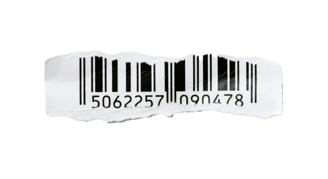 Barcode scan product code upc label identification price tag inventory control retail distribution system on transparent background