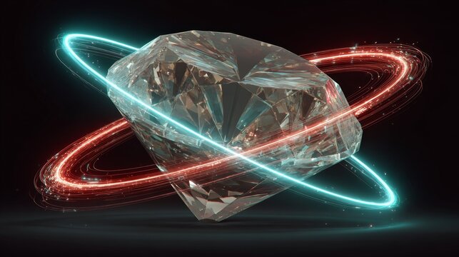 Real diamond with digital ownership tags orbiting