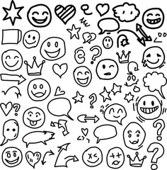 Fototapeta premium Doodle sketch icons and symbols isolated on transparent background