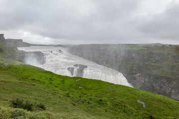 waterfall  Gullfoss and river Hvítá in Iceland