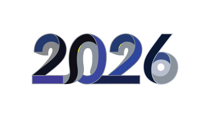 A ribbon-style “2026” digits with clean sharp vector lines.