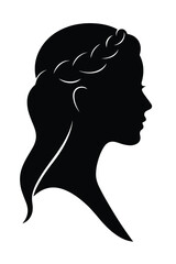 Long Hair Braid Side View Silhouette with Clean Curves