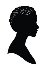 Woman Silhouette in Side View with Crown Braid Hairstyle