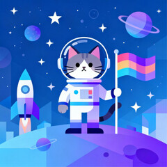 Naklejka premium Space Explorer Cat