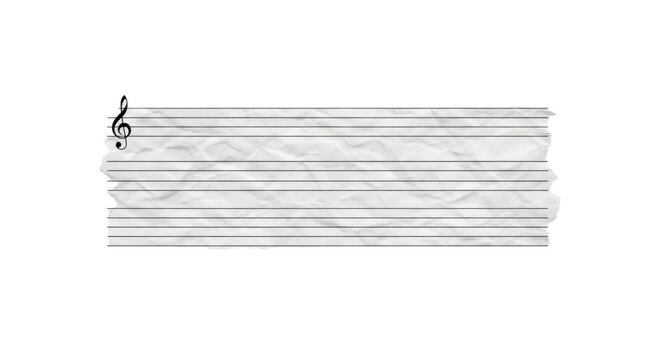 Music sheet music paper staff treble clef musical note blank sheet score background template vintage on transparent background