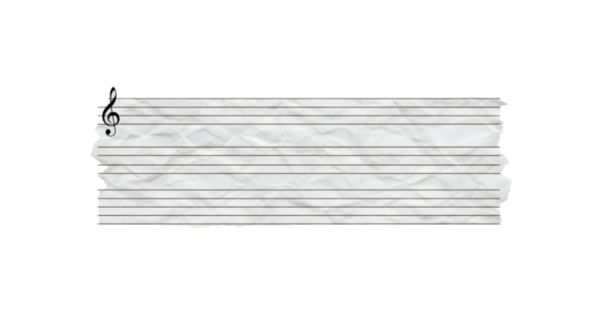 Music sheet music paper staff treble clef musical note blank sheet score background template vintage on transparent background