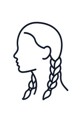 Girl Side Profile with Twin Braids Silhouette