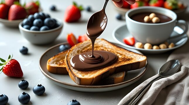 Celebration of world nutella day with delicious spread on toast for breakfast delight. - Powered by Adobe