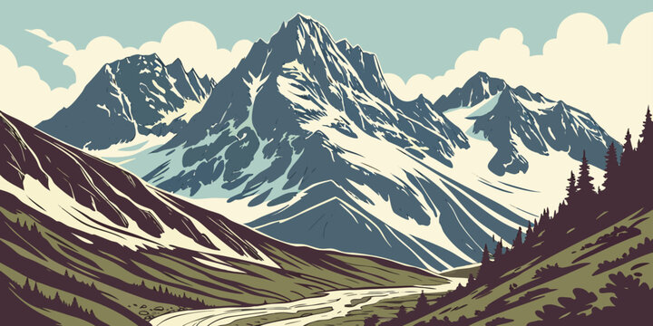 Wrangell&ndash;St. Elias mountain massif vector