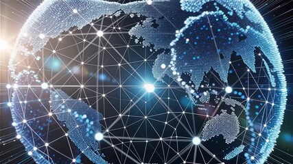 Global network connection and data connections concept. A digital globe with connections and data streams. - Powered by Adobe