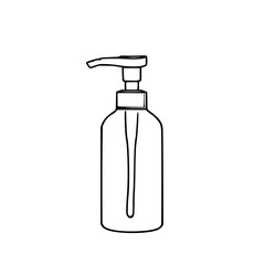 Fototapeta premium Black line art hand soap pump on white background