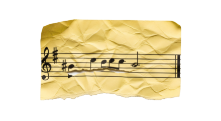 Music sheet music notes musical note paper crumpled paper treble clef musical composition song melody score on transparent background