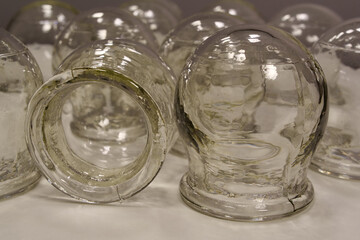 Glass medical cups for medical purposes, rehabilitation, increasing blood flow