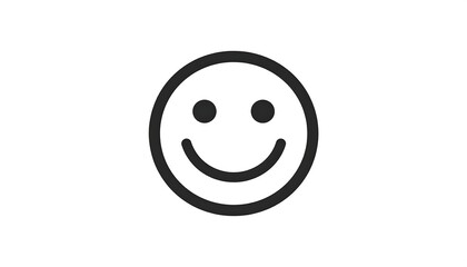 Fototapeta premium Simple Smiling Face Icon with Black Outline on White Background.