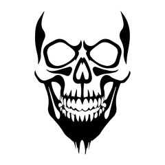 
Black & white vector silhouette of Horror Skull Mask on white background