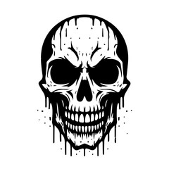 Obraz premium Black & white vector silhouette of Horror Skull Mask on white background