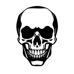 
Black & white vector silhouette of Horror Skull Mask on white background