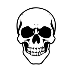 
Black & white vector silhouette of Horror Skull Mask on white background