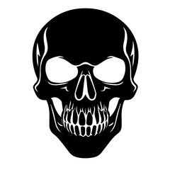 
Black & white vector silhouette of Horror Skull Mask on white background