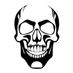 
Black & white vector silhouette of Horror Skull Mask on white background