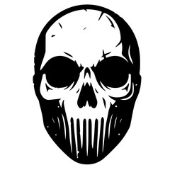 
Black & white vector silhouette of Horror Skull Mask on white background