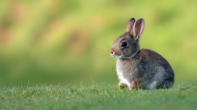 Alert wild rabbit portrait evokes peaceful meadow serenity a tranquil nature scene of quiet beauty
