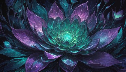 magical glowing lotus flower with starry background