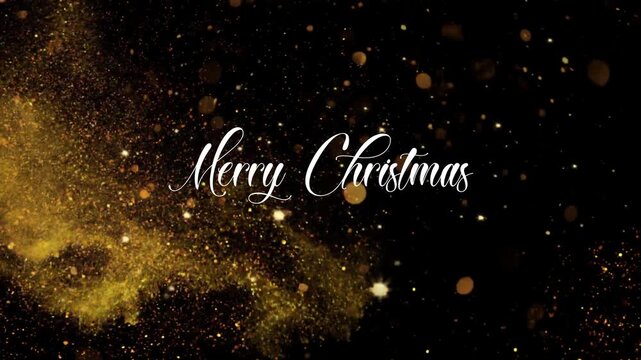 Merry Christmas text animation on black background