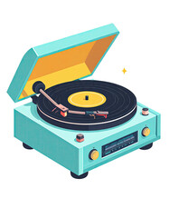 Fototapeta premium Retro Vintage Turntable Record Player with Vinyl Disc.